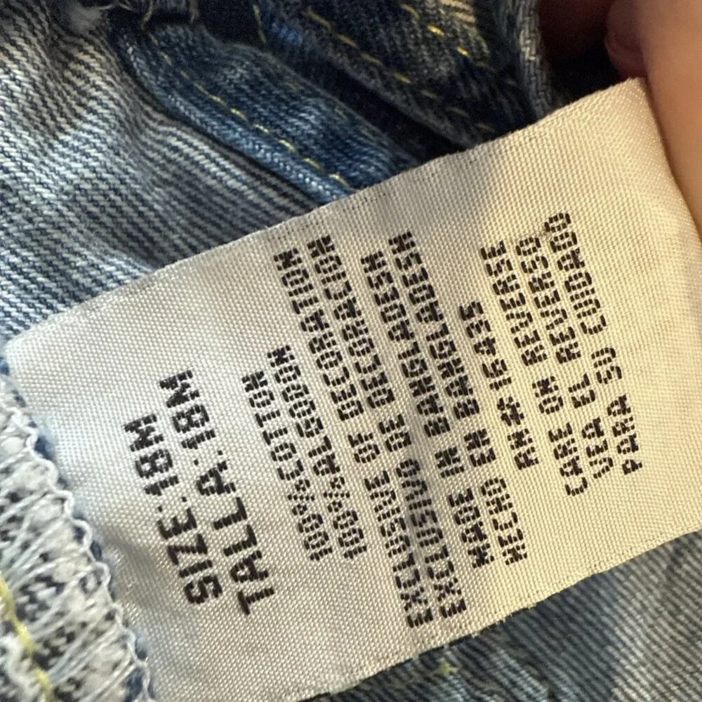 Vintage Jeans wear Overalls Toddler Girls Size 18 Months Denim Yellow Embroidery